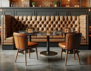 โซฟาหนังวินเทจสุดหรู ทนทานต่อการขีดข่วน เหมาะสำหรับร้านอาหาร บิสโทร และคาเฟ่ - Product Image 6