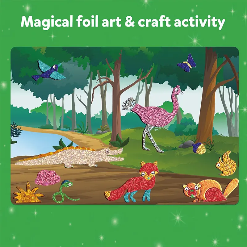 DESEN Rollen Sie das Bild über, um das Art & Craft Activity Toys Kit zu vergrößern, Foil Fun Animals Crafts, DIY Creative Toty Toy, No Mess A.