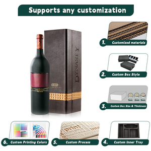 Caja de Regalo de Lujo Personalizada para Botellas de Tequila, Vino, Whisky, Vodka, con Cubierta de Cuero y Cartón - Product Image 5