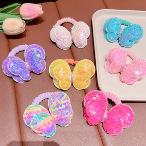 Glitter Sequin <b>Bow</b> Hair Ties High Elastic Ponytail <b>Holders</b> For Baby Girls Kids Hair Accessories - Product Image 2