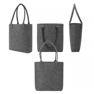 Sac fourre-tout en feutre PET gris de grande capacité, réutilisable, personnalisé, à la mode, pour une utilisation promotionnelle traditionnelle, en gros - Product Image 4