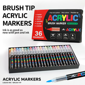Marcadores de Pintura Acrílica <span class=keywords><strong>Permanente</strong></span> de 24/36 Colores, Rotuladores con Punta de Pincel de 6 mm <span class=keywords><strong>para</strong></span> Madera, Roca, <span class=keywords><strong>Vidrio</strong></span>, Lienzo, Piedra, Tela, Metal y Cerámica - Product Image 1