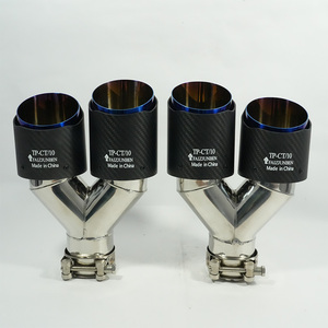 FAIZJUNBEN 車用ユニバーサルマットデュアルカーボンファイバーエキゾーストチップ バーントブルーマフラーチップ カーボンファイバーチップ カーアクセサリー - Product Image 6