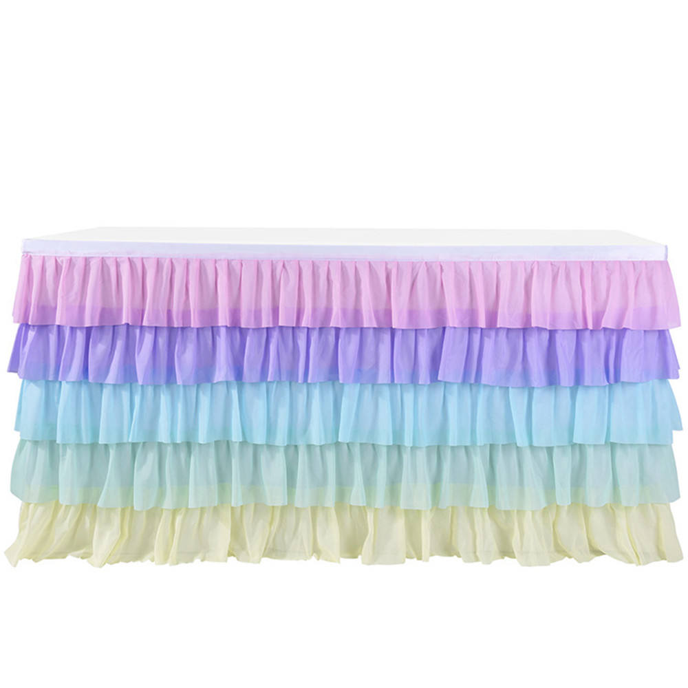 Rainbow Ruffled Table Skirt Perfect for Weddings Parties