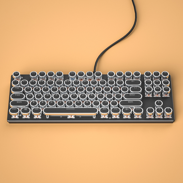 Ancreu KJ870 RGB Punk Keyboard Mechanical Gaming 87 Keys Mechanical Keyboard with Round Keys