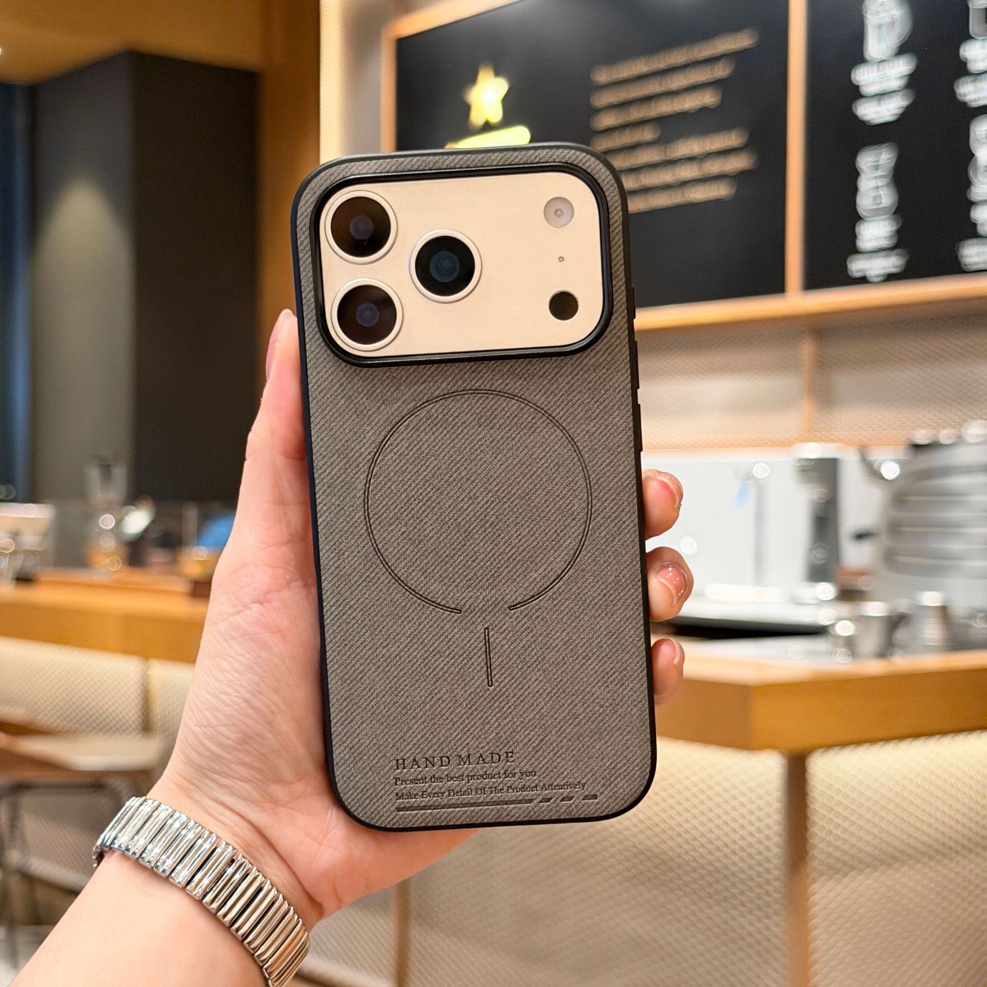 Gray with fine textured band