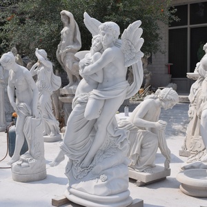 A grandezza naturale antico metallo fuso nudo femmina angelo baciare uomo statue in bronzo per il giardino - Product Image 6