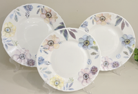 Set Perlengkapan Makan Kaca Opal Tahan Panas LBXHP 18 PCS, Set Peralatan Makan Kaca Opal Putih Susu Tahan Panas, Piring Kaca Opal