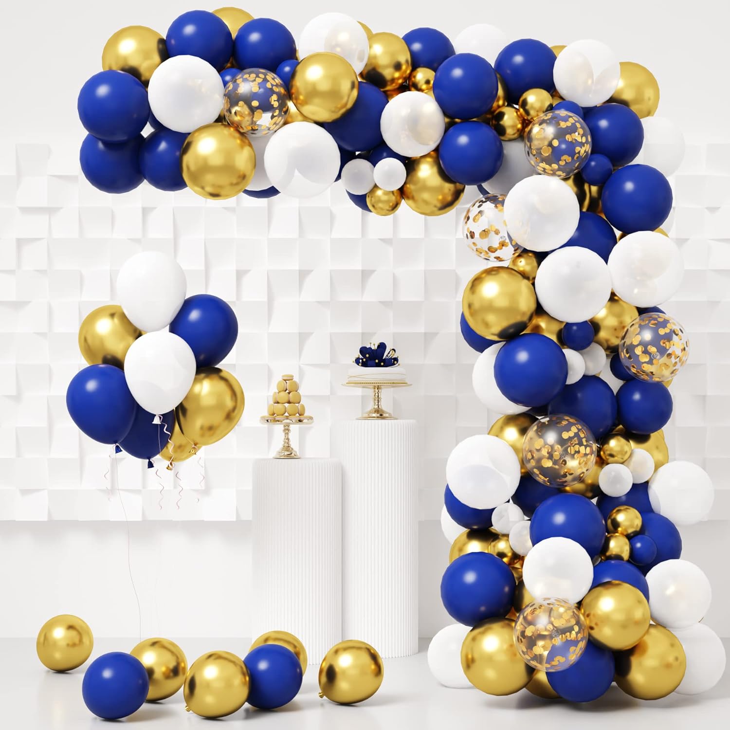 Kit De Arco De Guirnalda De Globos Azules, Globos Azules Plateados Y