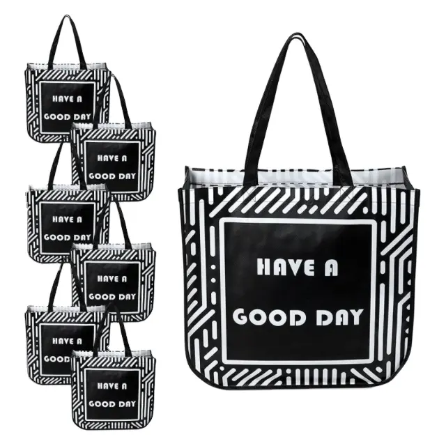 Non-woven Shopping Bags Have A Good Day Tote Bag Grocery Bag Stylish Ladies Shoulder Bag For Travel Beach Work