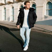 Expédition rapide, stock disponible, veste d'hiver décontractée à capuche pour homme, veste matelassée en coton, coupe-vent, pour un usage quotidien en extérieur, fermeture éclair