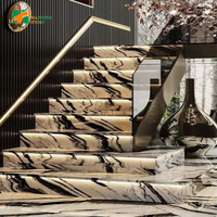 MT STONE - Vente Flash - Quartzite du Brésil - Pierre Naturelle - Marbre Pandora - Marbre Beige - Carreaux d'Escalier - Escalier rétroéclairé