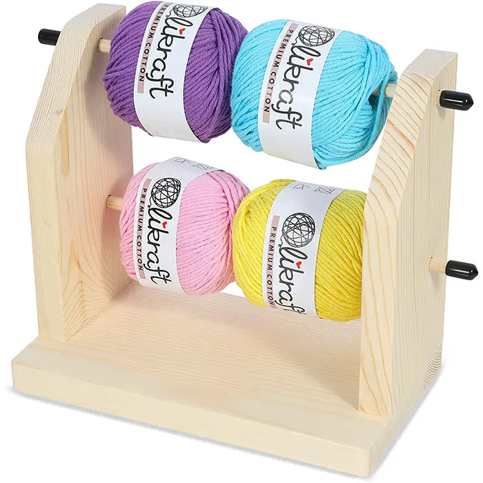 Double Revolving Yarn Holder - Horizontal Yarn Spindle Feeder or Dispenser for Crochet and Knitting