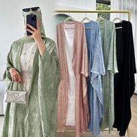 Abaya de Dubaï Sharut Vente en Gros 2024, Caftan Kimono Turc Modeste, Robe Musulmane Élégante à Manches Chauve-Souris en Satin Scintillant pour Femme
