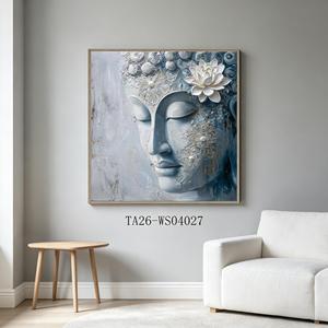 Impression sur toile <span class=keywords><strong>Zen</strong></span> Bouddha Lotus bleu argenté, décoration spirituelle encadrée <span class=keywords><strong>pour</strong></span> studio de yoga et <span class=keywords><strong>chambre</strong></span> <span class=keywords><strong>à</strong></span> <span class=keywords><strong>coucher</strong></span> - Product Image 1