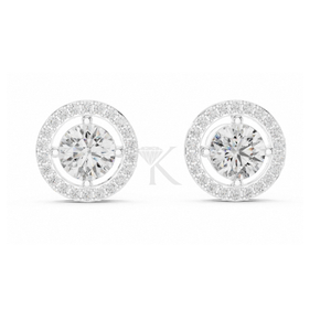 Pendientes de Diamantes Cultivados en Laboratorio con Halo Flotante, Engaste en Oro Amarillo y Cierres de Rosca Seguros, Elegantes y Minimalistas - Product Image 3