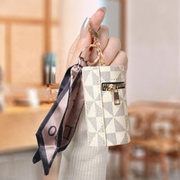 Mini sacs de luxe porte-clés, porte-rouge à lèvres en cuir PU de créateur, étui pour sac avec foulard en soie, vente en gros