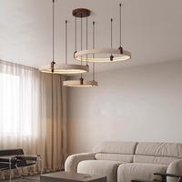 Lampes suspendues en pierre naturelle de style, anneau en travertin, luminaire suspendu, salon, salle à manger, décoration intérieure, lustres