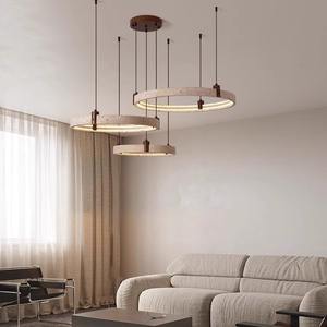 โคมไฟหินธรรมชาติทรงวงแหวน โคมไฟห้อยเพดานสำหรับห้องนั่งเล่น ห้องรับประทานอาหาร ของตกแต่งบ้าน - Product Image 2