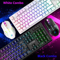 PCTENK XD82R Mouse Keyboard, tetikus Logo kustom Mini Kombo dengan lampu latar RGB tahan air 8 tombol pintas untuk Laptop