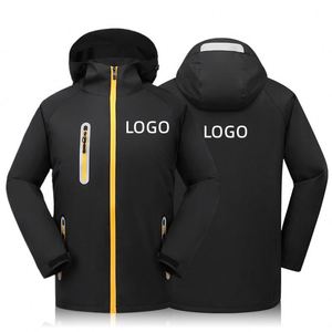 Vestes softshell pour hommes, logo personnalisé, coupe-vent réfléchissant, imperméable, à capuche, manteau d'hiver, vêtements d'extérieur chauds, coupe-vent, avec poches - Product Image 3