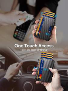 <span class=keywords><strong>ADELE</strong></span> Hombres Clásico Minimalista Delgado RFID Bloqueo Compacto Fibra de Carbono Titular DE LA Tarjeta de Crédito Smart Pop Money Clip ID Short Fold - Product Image 4