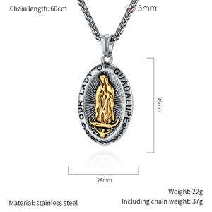 Hip Hop Vintage religioso Anti no deslustre Virgen María Pvd Acero inoxidable moda joyería colgantes collares para hombres mujeres 2025 - Product Image 2