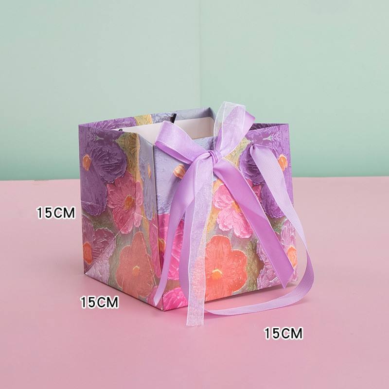 สไตล์เชือกลายดอกไม้สีชมพูขนาด15*15*15ซม.