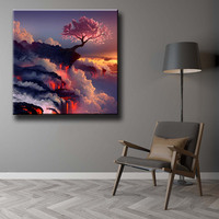Peinture diamantée Ever Moment, paysage d'arbre et de nuages, image en point de croix, mosaïque, décoration murale S2F868