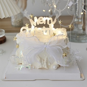 Merry Christmas Cake Decoration LED Lighted Arch Topper Reusable Christmas Party Supplies - Product Image 3