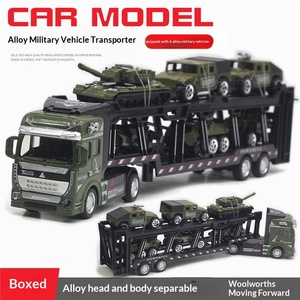 Camion de transport militaire en alliage de 32 cm avec 6 petites voitures, modèle de <span class=keywords><strong>char</strong></span> à l'échelle <span class=keywords><strong>1</strong></span>/<span class=keywords><strong>48</strong></span>, sans batterie, pour les nouveaux jouets transfrontaliers - Product Image 4