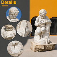 Statue de garçon jouant de la flûte en marbre blanc Mily, taille réelle, sculptée à la main, style européen, pour jardin ou parc extérieur