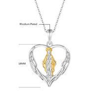 LULUFOCUS Bijoux fins, collier avec pendentif en forme de cœur, ailes d'ange, Jésus, argent sterling 925 pour femmes