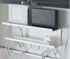 Wifi路由器储物盒电缆电源插头线壁挂式浮动货架磁性储物架1件