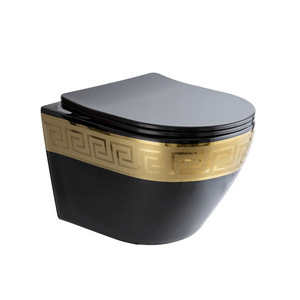 Sang Trọng Vàng tường treo nhà vệ sinh Vòng không có vành gốm phòng tắm Dubai vàng Nhà vệ sinh WC - Product Image 1