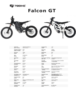 มอเตอร์ไซค์ไฟฟ้าวิบาก 79BIKE Falcon GT 16000W ปลดล็อคด้วย NFC 72V 40Ah ระยะทาง 120 กม. ความเร็วสูงสุด 59 ไมล์ต่อชั่วโมง จักรยานยนต์ไฟฟ้าวิบาก - Product Image 4