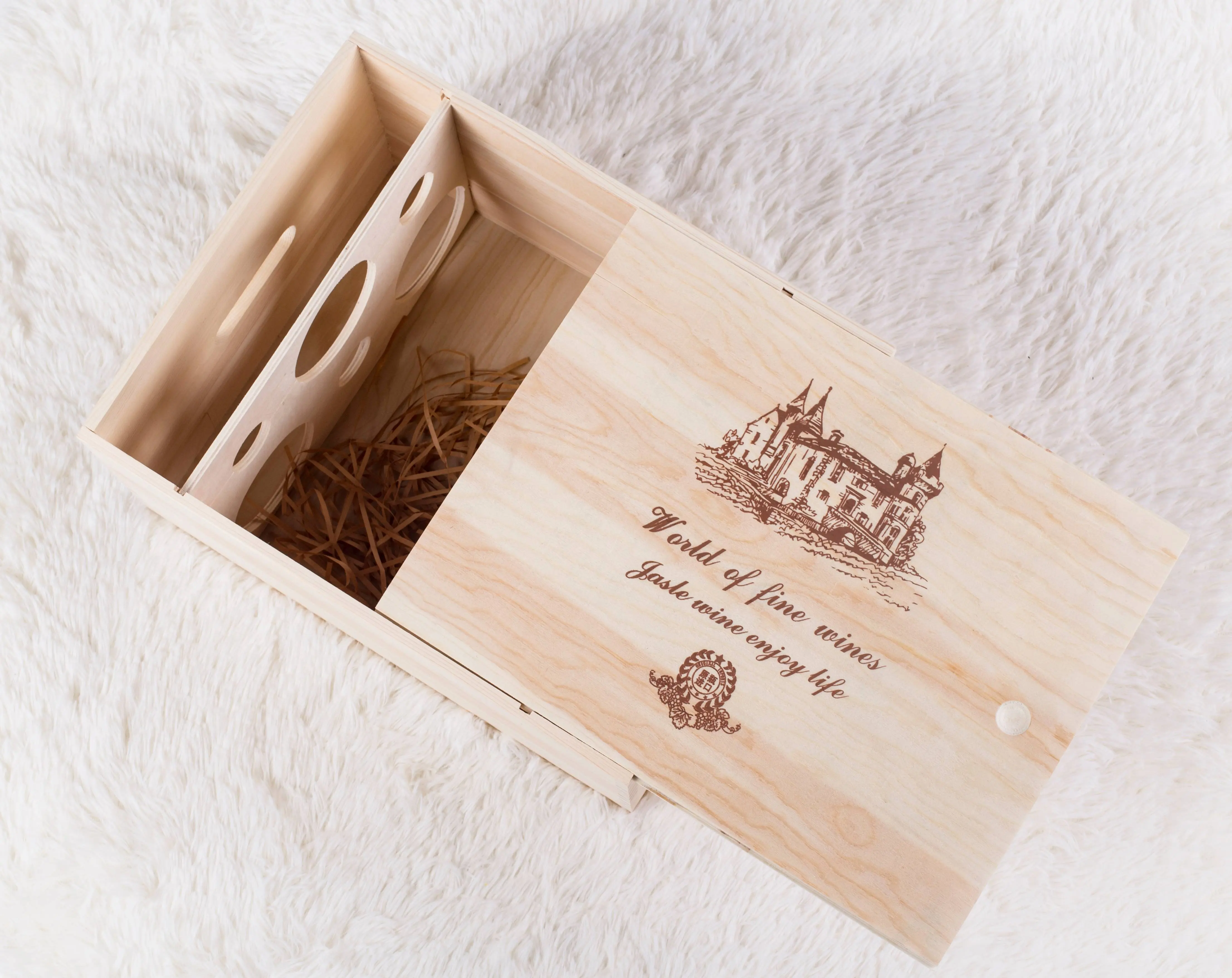 Caja de madera personalizada para manta de madera directa de fábrica de vino