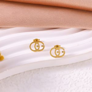 उच्च गुणवत्ता वाली महिलाओं के गहने सेट ज्यामितीय पत्र जी स्टेनलेस स्टील अनियमित खोखले नेकलेस नेवलियों और कंगन - Product Image 5