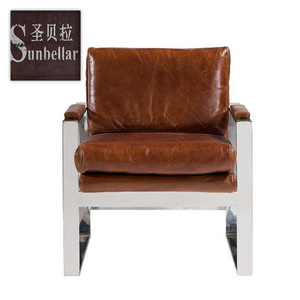 Tienda de café sofá de la Sala de la silla con <span class=keywords><strong>el</strong></span> brazo moderno naranja sillas de cuero - Product Image 2