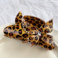 Pince à cheveux en acétate avec strass, motif léopard, couleur personnalisée, grande taille, forte tenue, unisexe, écologique, imperméable