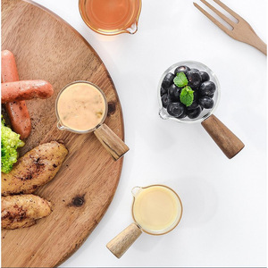 Mini cacerola de vidrio de borosilicato con mango de madera, 40ml 100ml, para salsas, leche, café - Product Image 3