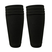 Chaussettes de football tricotées double couche respirantes en maille élastique avec protège-tibias et poche renforcée haute élasticité