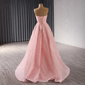 Robes de bal rose bonbon à paillettes et volants, style princesse, sans bretelles, longueur ras du sol, robes de soirée formelles Rsm241109 - Product Image 5