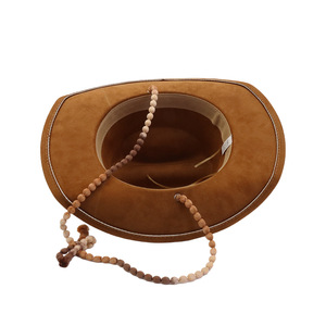 Sombrero de Vaquero de Gamuza de Buena Calidad <span class=keywords><strong>SU47</strong></span> con Accesorios de Cuentas de Estilo Étnico para Senderismo al Aire Libre - Product Image 6