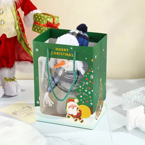 Sacs en papier carton pour cadeaux <span class=keywords><strong>de</strong></span> Noël en gros avec fenêtre transparente pour fêtes et événements - Product Image 5