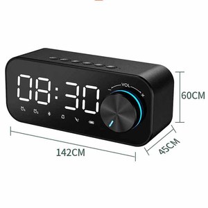 Custom logo LED Mirror Display Wireless BT5.0 Speaker FM Radio TF Card Speaker <b>Digital</b> Alarm <b>Clock</b> - Product Image 4