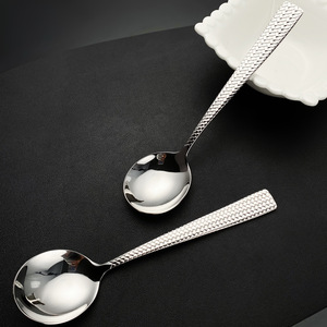 Cuillère en acier inoxydable 304 avec manche en corde tressée, ronde, réutilisable, pour la table de fête - Product Image 3