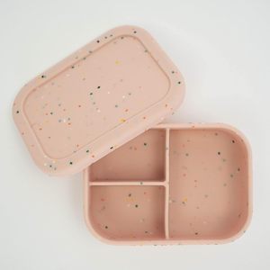 Engraving logo 2023 silicone speckle lunch bento box with dividers