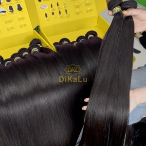 DKL 100% unbehandelte brasilianische Echthaar-Bündel, intakte Schuppenschicht, doppelt gezogen, Natur Schwarz 1B, kein Haarausfall, zum Weben - Product Image 2