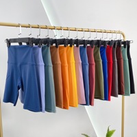 Shorts de sport, yoga et cyclisme, taille haute élastique, coupe ajustée, en Spandex/Nylon, couleur unie, été, 5 points, en stock